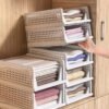 Space-saving Foldable Stackable Storage Bin with Mesh Design, Collapsible Closet Organizer for Wardrobe Clothes