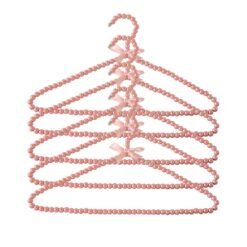 Vastra Pink Pearl Adult Hanger | Decorative Beaded Clothes Hanger with Bow | Elegant Non-Slip Hanger for Saree, Dress, Kids & Women’s Clothing