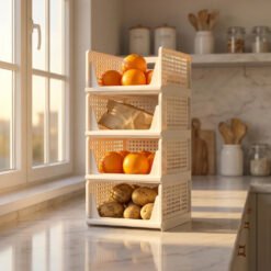 Alternative view of Space-saving Foldable Stackable Storage Bin with Mesh Design, Collapsible Closet Organizer for Wardrobe Clothes